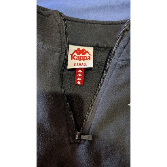 Kappa‎ Black Cropped Quarter Zip Sweatshirt Women's X Small Logo Tape Athleisure - Picture 4 of 10